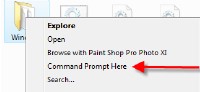 Command Prompt Here Menu on right Click