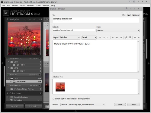 Emailing from Lightroom 4 Beta