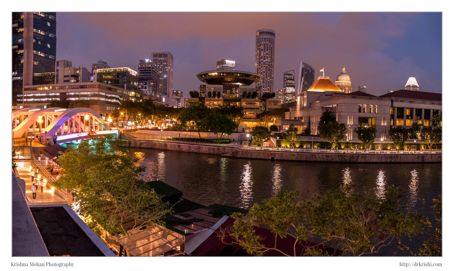 Panorama of Boat Quay near Elgin Bridge