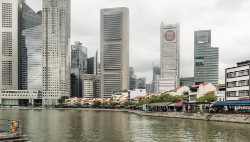 Boat quay and 5pointway.inn at Singapore riverfront