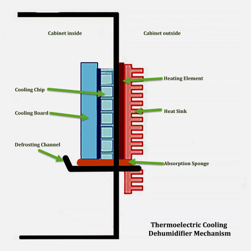 Thermoelectric dehumidifier mechanism