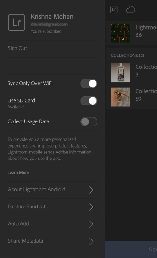 Lightroom Sync Settings with Creative Cloud