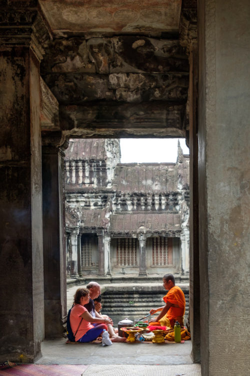 Monks conducting blessing ritual