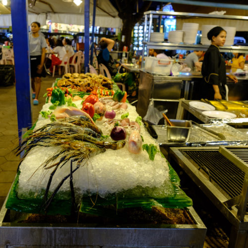 Fresh Prawns near a Grill