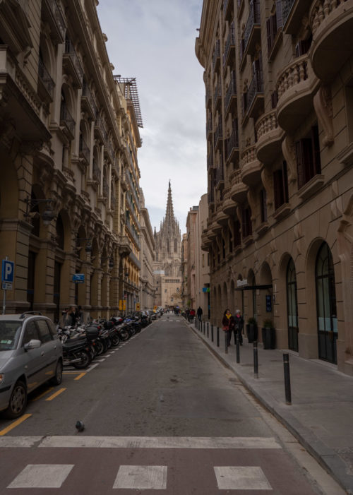 Barcelona Cathedral view from Carrer del Dr Joaquim Pou