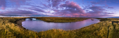 Ægissíðufoss Waterfall 180 panorama