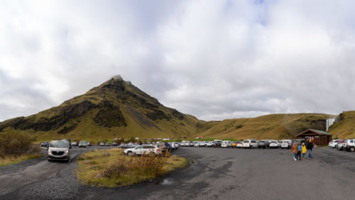 Skógafoss Parking Lot Panorama