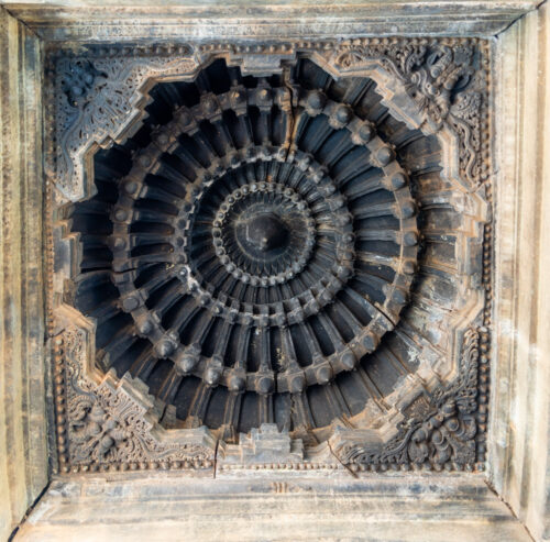 Finely carved ceiling of Belavadi Temple