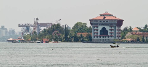 Kochi harbor with prominent Port Trust Building